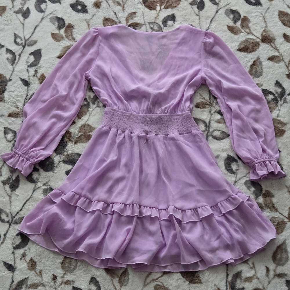 Elegant Lavender Long Sleeve Dress